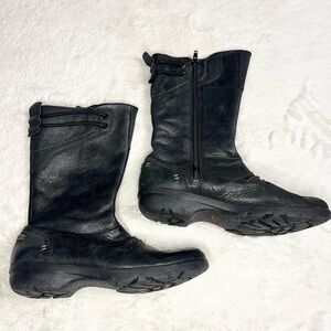 Merrell Mid-Calf Vera Black Distressed Leather Boots with Side Zipper Size 7